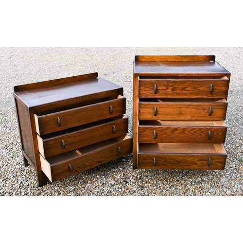 69 - A Mid-Century oak four-drawer chest, 76 x 42 x 94 cm h, to/w a mahogany three drawer example, 82 x 4... 