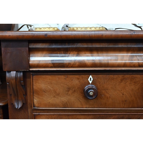 75 - A Victorian mahogany chest with cavetto drawer over two short and three long graduating drawers with... 