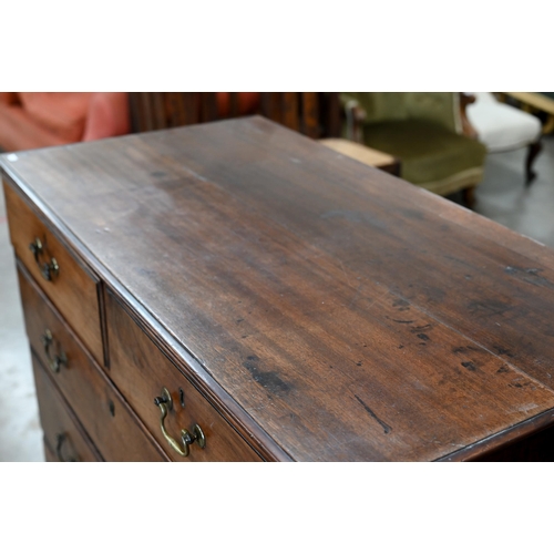 76 - A George III mahogany chest of two short over three long graduating drawers raised on bracket feet,1... 