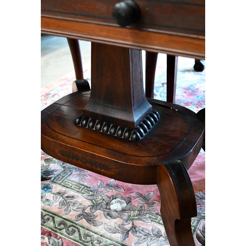 78 - A Regency rosewood sofa table with two drawers (missing handle) 158 cm w x 66 cm d x 70 cm h o/a (a/... 