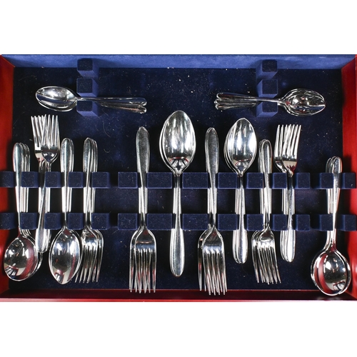 14 - A Royal Doulton canteen of Malvern pattern stainless steel flatware and cutlery for eight settings (... 