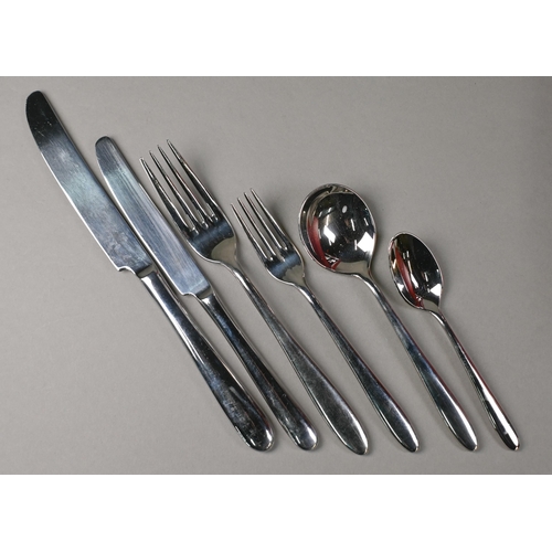 14 - A Royal Doulton canteen of Malvern pattern stainless steel flatware and cutlery for eight settings (... 