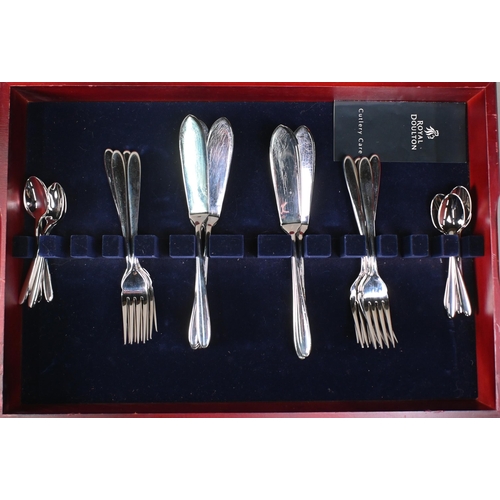 14 - A Royal Doulton canteen of Malvern pattern stainless steel flatware and cutlery for eight settings (... 