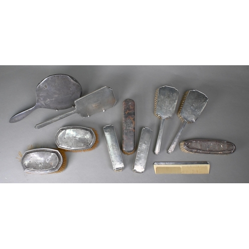 20 - Various silver-backed brushes and hand-mirrors, to/w a tortoiseshell clothes-brush (all a/f)