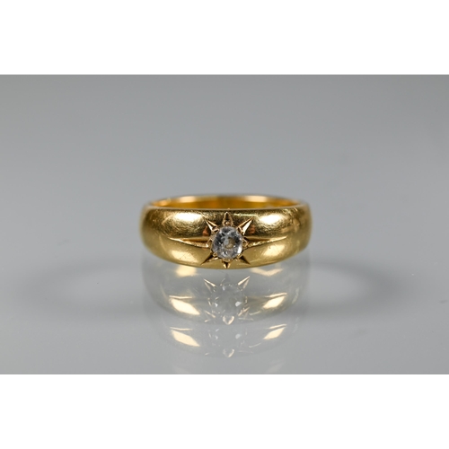 205 - An 18ct yellow gold gypsy ring set diamond, stamped 19 within, size M, approx 6.1g all in