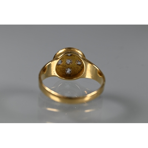 207 - A Victorian 18ct yellow gold mourning ring with black enamelled detailing and central cross set with... 