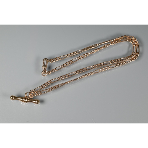 248 - A modern 9ct rose gold Albert belcher chain with swivel and bar attached, a 9ct tri-colour gold twis... 