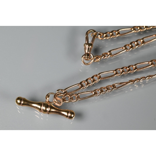 248 - A modern 9ct rose gold Albert belcher chain with swivel and bar attached, a 9ct tri-colour gold twis... 