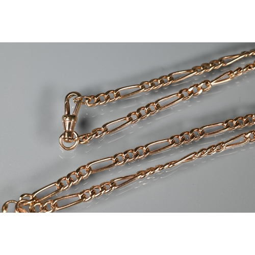 248 - A modern 9ct rose gold Albert belcher chain with swivel and bar attached, a 9ct tri-colour gold twis... 