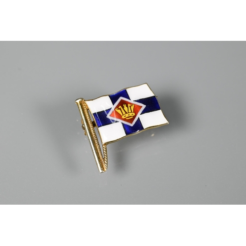 251 - A 9ct gold and enamel blue and white ensign flag badge