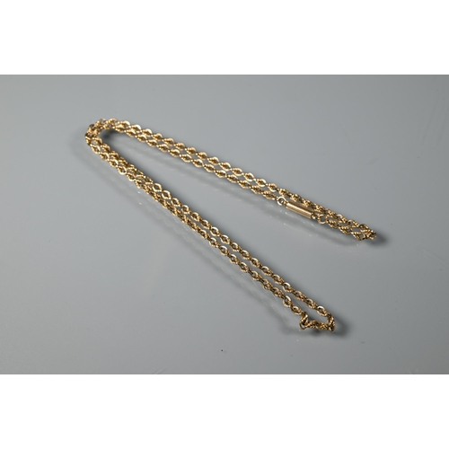 259 - A 9ct yellow gold rope twist chain, 47cm long (open), 9.1g