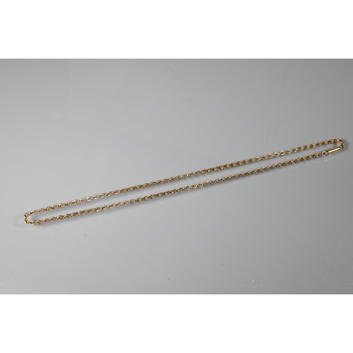 259 - A 9ct yellow gold rope twist chain, 47cm long (open), 9.1g