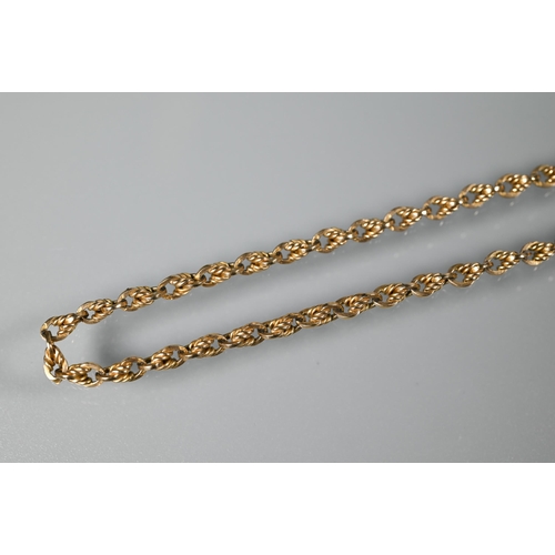 259 - A 9ct yellow gold rope twist chain, 47cm long (open), 9.1g