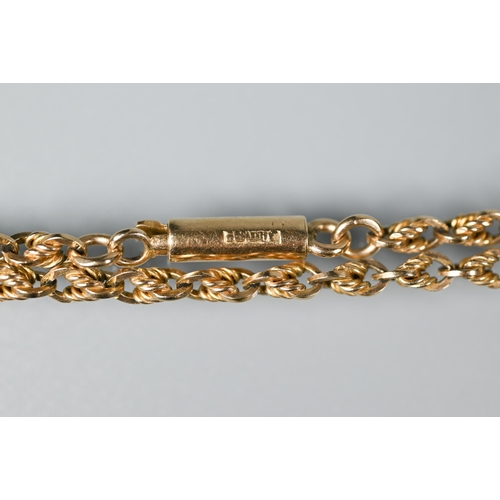 259 - A 9ct yellow gold rope twist chain, 47cm long (open), 9.1g