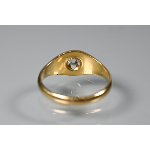 260 - A Victorian 18ct yellow gold ring set diamond, size P 1/2, diamond approx 0.3 carats