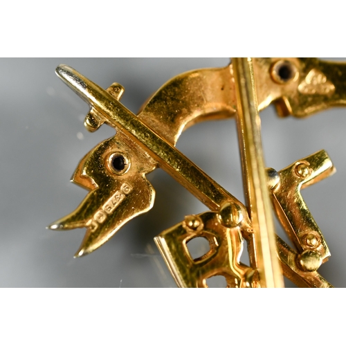 291 - A 9ct yellow gold and enamel 2nd Bengal Lancers Gardners Horse badge, 5.4g all in