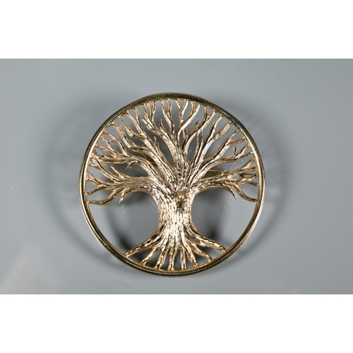 297 - Rupert Baker - A 9ct yellow gold 'Tree of Life' brooch, 23.9g, 5 cm diam