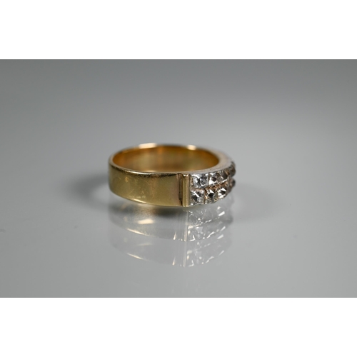 300 - A diamond half hoop ring formed of two rows of old cut diamonds, 9ct yellow and white metal set, siz... 