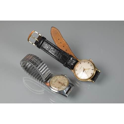 310 - Winegartens, London, two gents vintage wristwatches - one 9ct gold cased manual, champagne dial, run... 