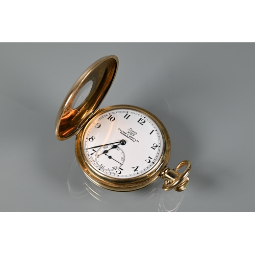 315 - A gents presentation gold plated Limit half hunter pocket watch, the white enamelled dial with Arabi... 