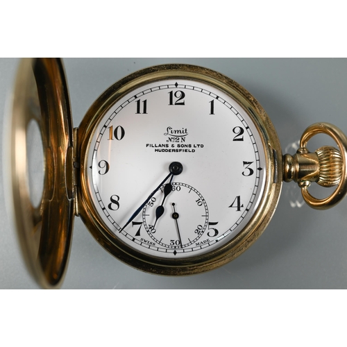 315 - A gents presentation gold plated Limit half hunter pocket watch, the white enamelled dial with Arabi... 