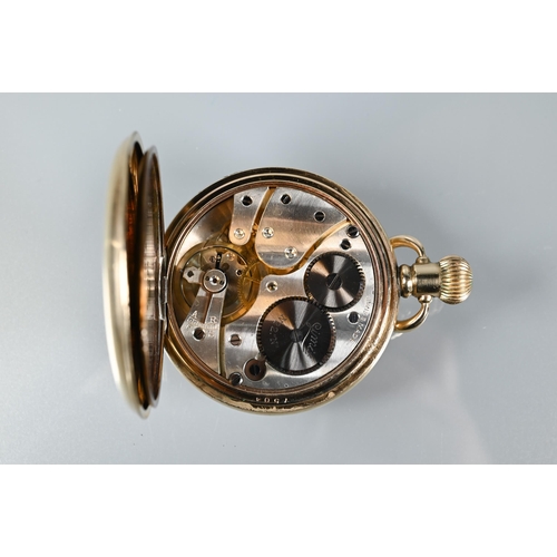 315 - A gents presentation gold plated Limit half hunter pocket watch, the white enamelled dial with Arabi... 