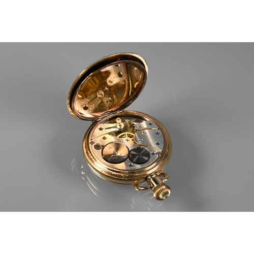 315 - A gents presentation gold plated Limit half hunter pocket watch, the white enamelled dial with Arabi... 