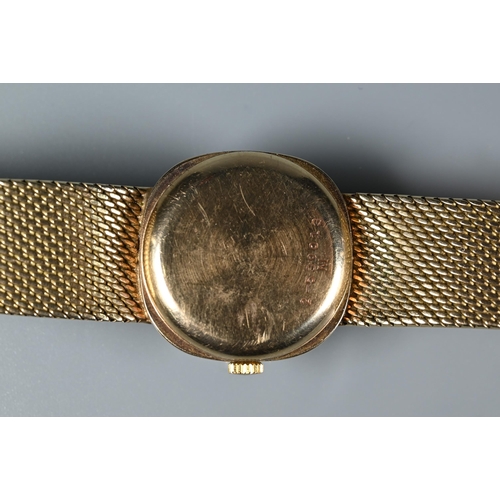 319 - A vintage Bulova 9ct gold ladies wristwatch, champagne dial with integral textured bracelet, 43.8g a... 