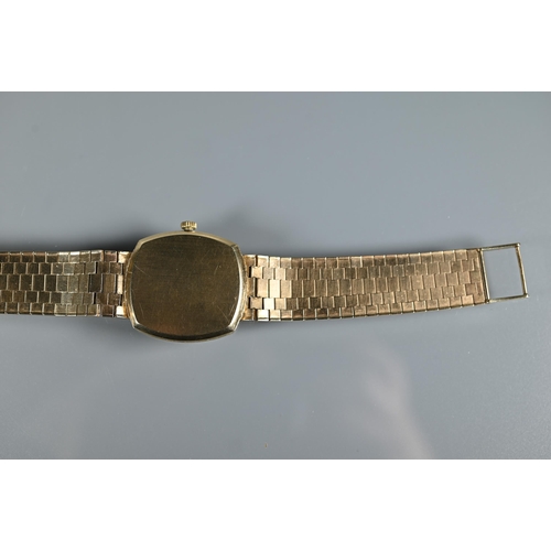 329 - A gents Longines 9ct gold manual wind wristwatch, the rounded rectangular gold dial signed 'Longines... 