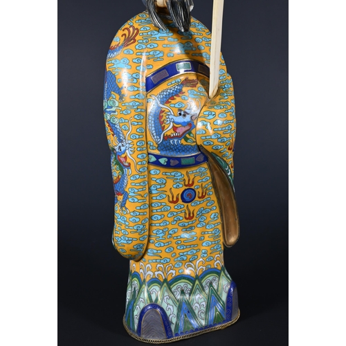 365 - An early 20th century Chinese cloisonne figure of a Daoist deity, possibly Wenchang Wang (God of Cul... 