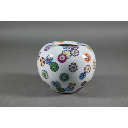 367 - A Chinese famille rose 'flower ball' globular water pot painted in polychrome enamels with scattered... 