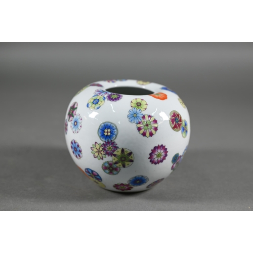 367 - A Chinese famille rose 'flower ball' globular water pot painted in polychrome enamels with scattered... 