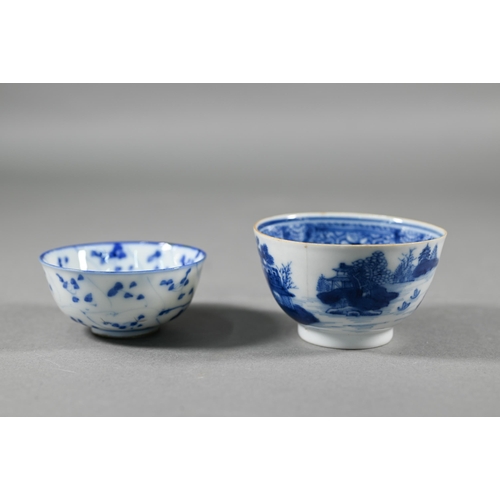 369 - A group of 18th century Chinese blue and white ceramics including a Kangxi period dragon and carp pl... 