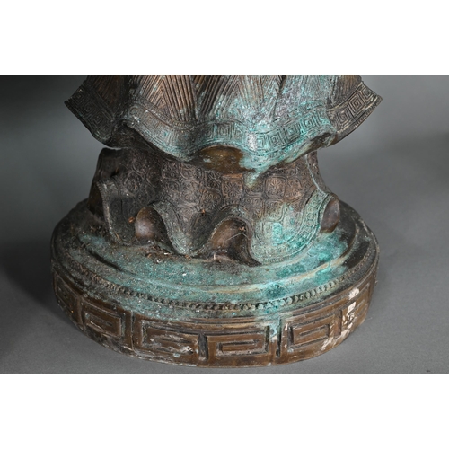 375 - Three large Chinese bronze 'Star Gods' (Sanxing) Fu, the personification of good fortune, depicted i... 