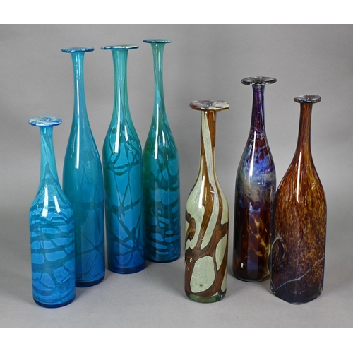 401 - Mdina glass (Malta): Four various Ming tall bottles, to/w two tortoiseshell bottles and a similar Ea... 