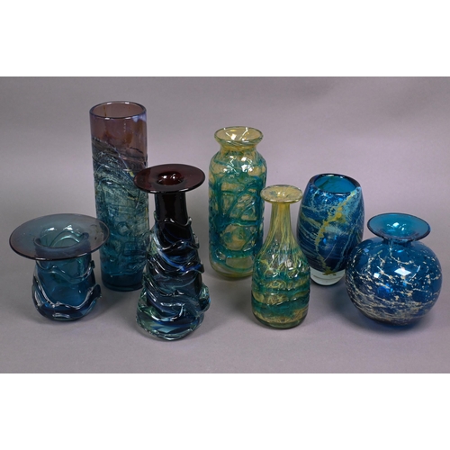 406 - Mdina glass (Malta): Seven various Sea and Sand vases, 27 - 12 cm (7)