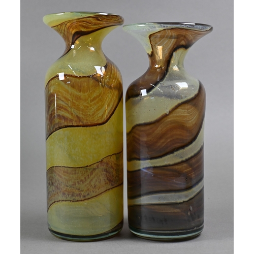 407 - Two Mdina Earthtones vases with flared rims, to/w two somewhat similar vases (unsigned) and two Malt... 