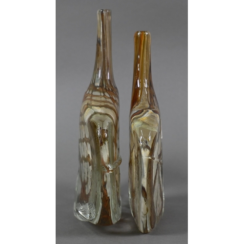 416 - Two large Malta Decorative Glass Earthtones fish vases, 23/21 cm high (2)