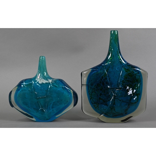 418 - Two Mdina Sea and Sand fish vases, 28/20 cm high