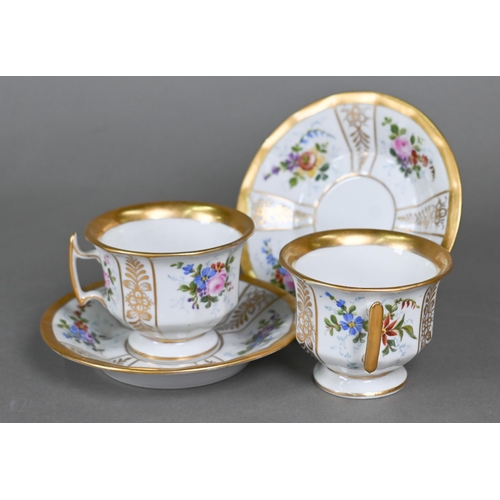 504 - An early 20th century Continental porcelain Cabaret tea service with floral painted decoration and g... 