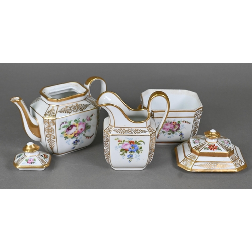 504 - An early 20th century Continental porcelain Cabaret tea service with floral painted decoration and g... 