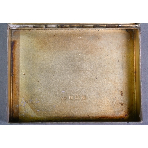 53 - A heavy quality engine-turned silver snuff box, John Rose, Birmingham 1950, 3.6oz, 8cm wide