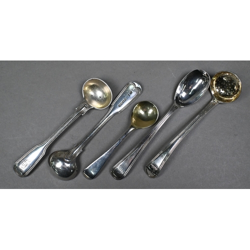 73 - Two silver sauce ladles and various other Georgian and later flatware, 13.6oz