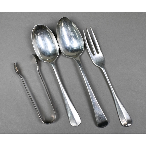 73 - Two silver sauce ladles and various other Georgian and later flatware, 13.6oz