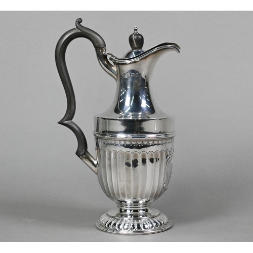 74 - An Edwardian silver half-fluted hot water jug in the Adam Revival manner, William Adams Ltd., Birmin... 