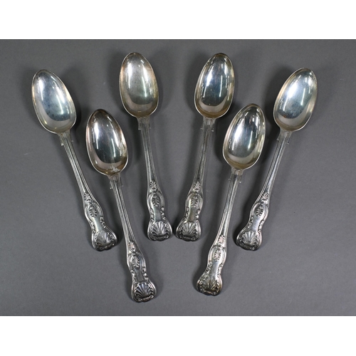 87 - A set of six Edwardian silver King's pattern dessert spoons, Elkington & Co, Birmingham 1901, 13... 