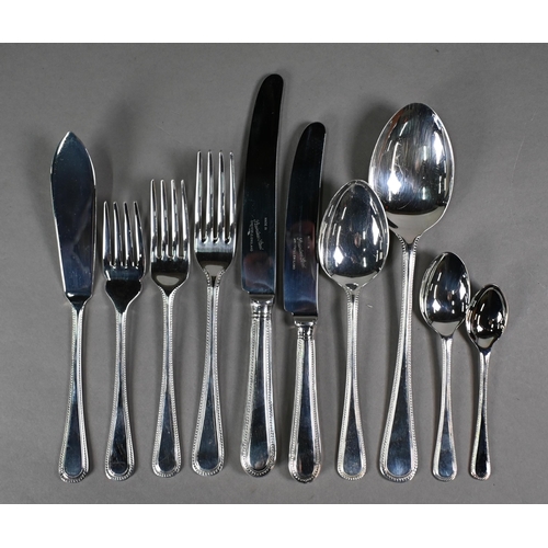 9 - A canteen of EPNS bead-edge cutlery and flatware for eight settings (little used)