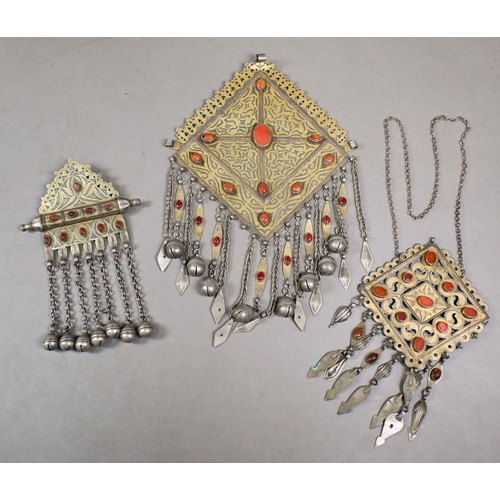 1118 - A collection of antique and later Middle Eastern tribal jewellery, including Turkoman white metal ca... 