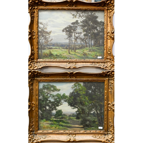 620 - Frank Freyburg (1862-1939) - A trio of landscapes, oil on board, two signed, 29 x 39 cm (2) and 29 x... 