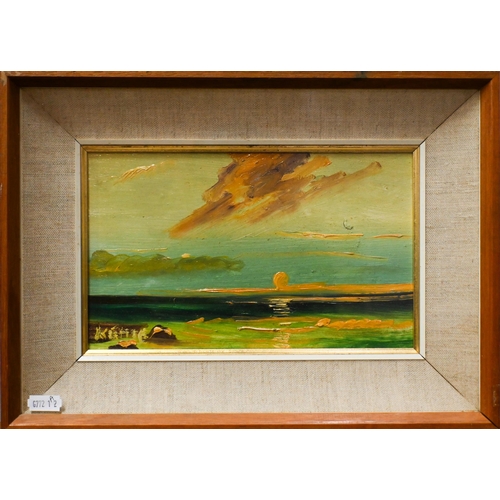 623 - John Kehoe (20th century) - Two Irish landscapes, one sunset over Gorey, the other Connemara, oil on... 